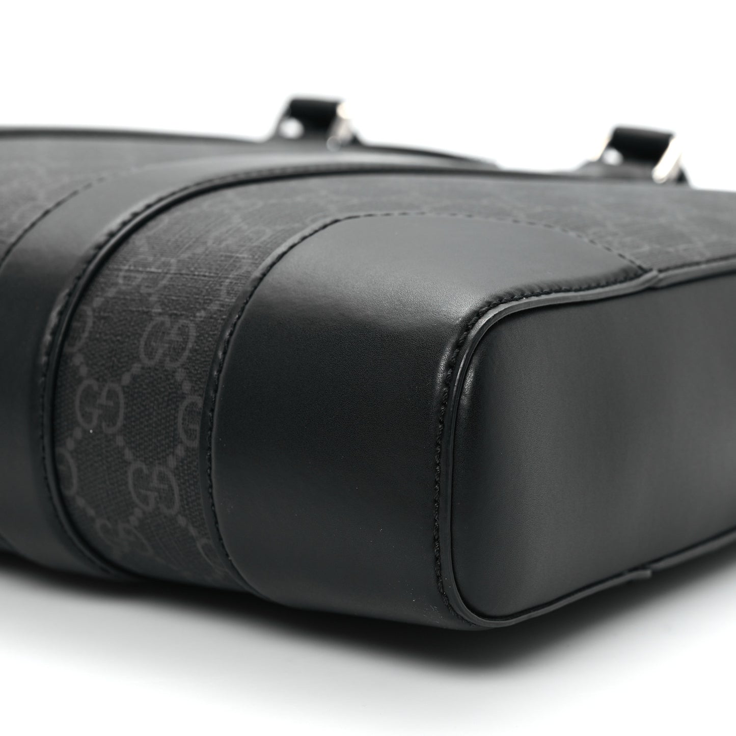 GG Supreme Monogram Appia Calfskin Web Briefcase Black