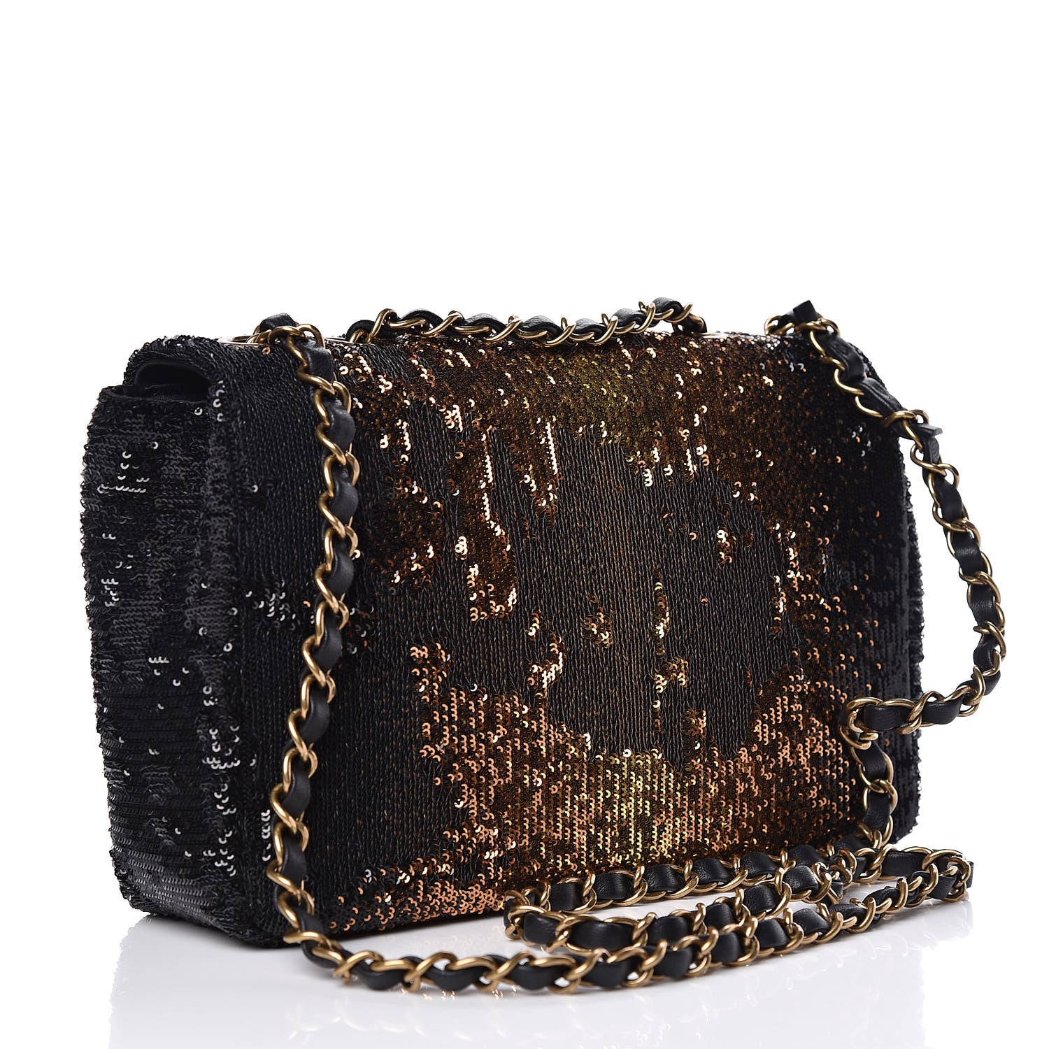Chanel Sequin Medium Single Flap Bronze Black 3 of 11
