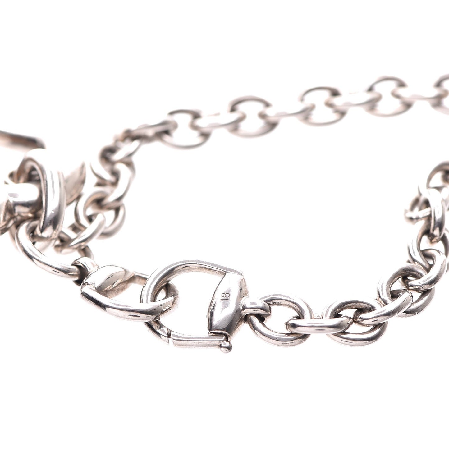 Sterling Silver Bamboo Heart Horsebit Bracelet