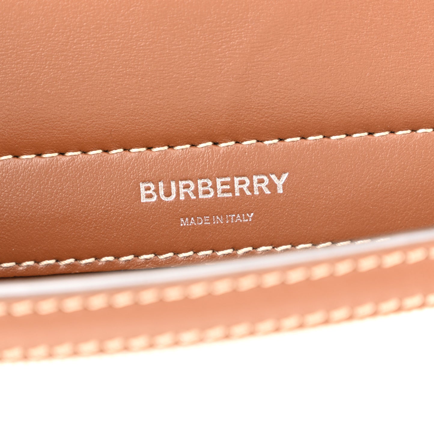 Smooth Calfskin Canvas Horseferry Print Mini Title Bag with Pocket Natural Malt Brown