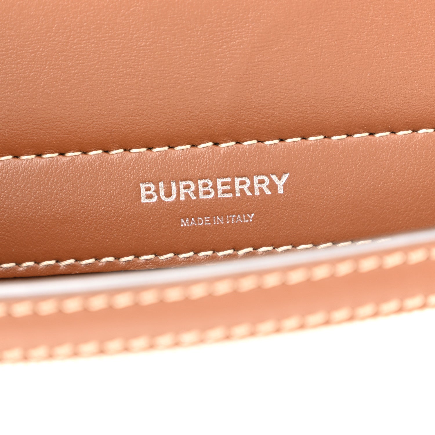 Burberry Smooth Calfskin Canvas Horseferry Print Mini Title Bag with Pocket Natural Malt Brown 6 of 9