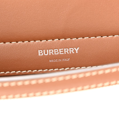 Burberry Smooth Calfskin Canvas Horseferry Print Mini Title Bag with Pocket Natural Malt Brown 6 of 9