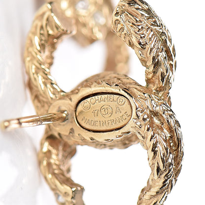 Chanel Crystal Textured CC Earrings Gold 4 of 4