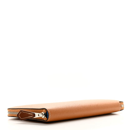 Hermes Epsom Silk'In Wallet Toffee Mykonos Bleu Ciel 4 of 11