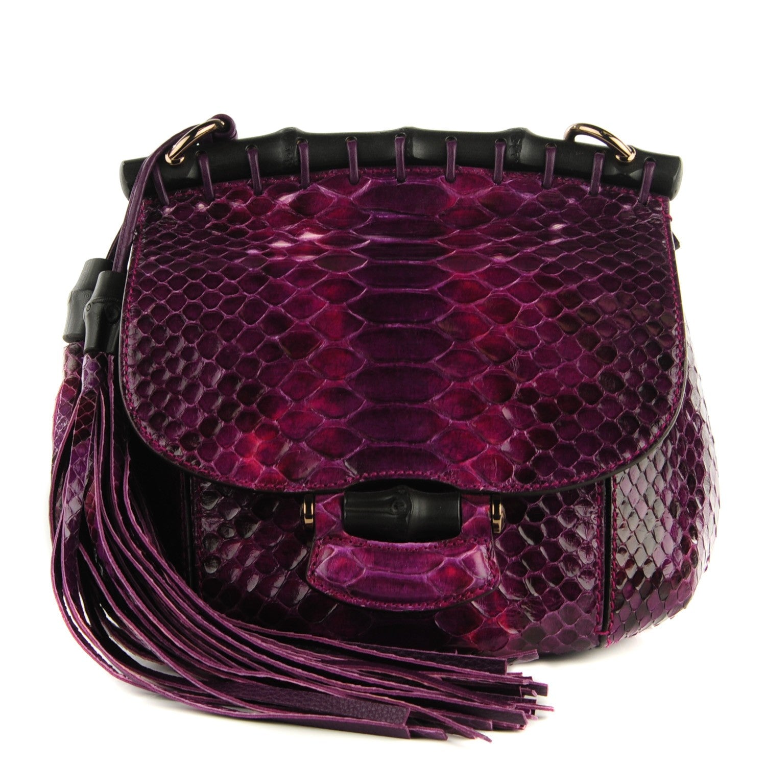 Gucci Python Small Nouveau Fringe Shoulder Bag Purple 1 of 6