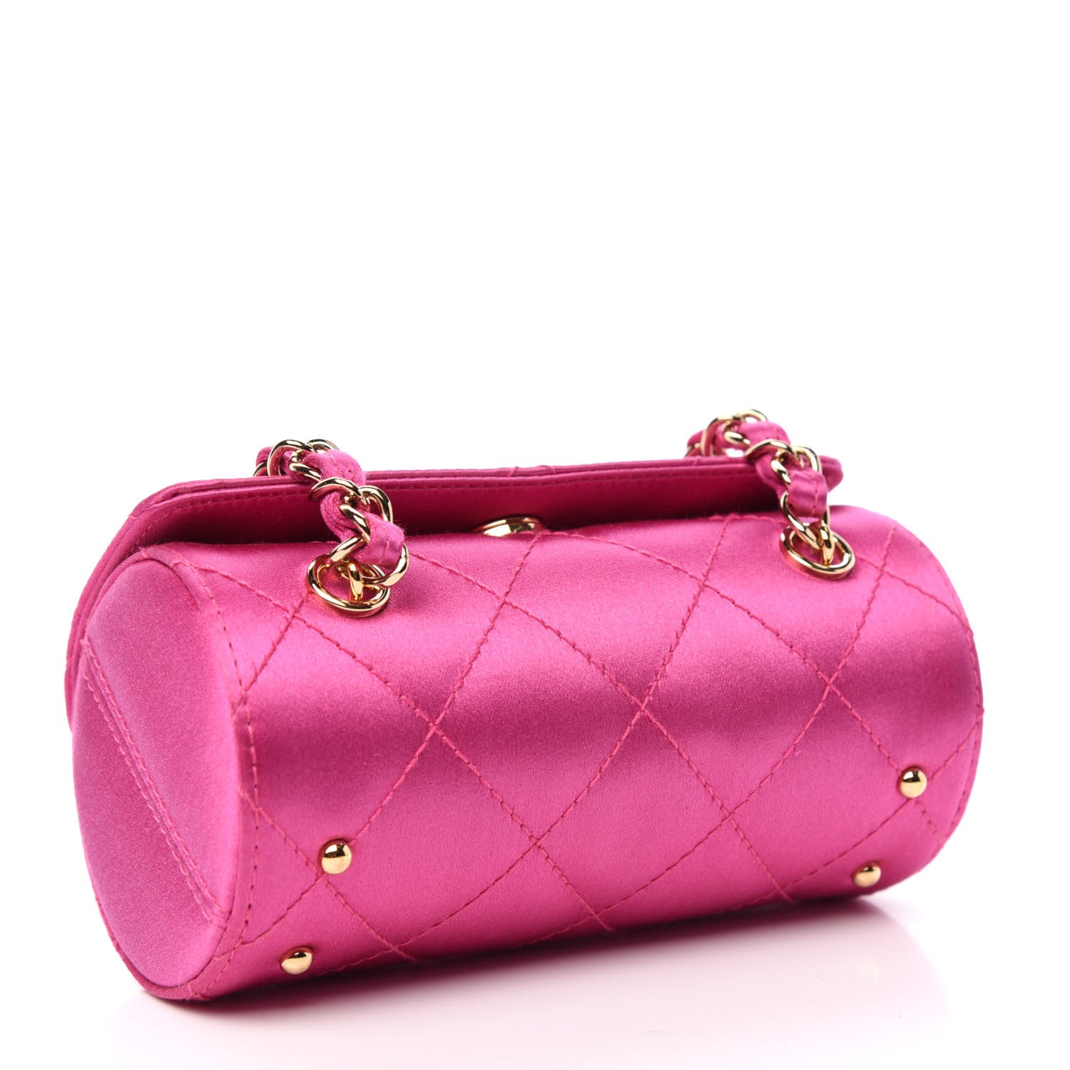 Chanel Satin Quilted Evening Bag Fuchsia 4 of 12