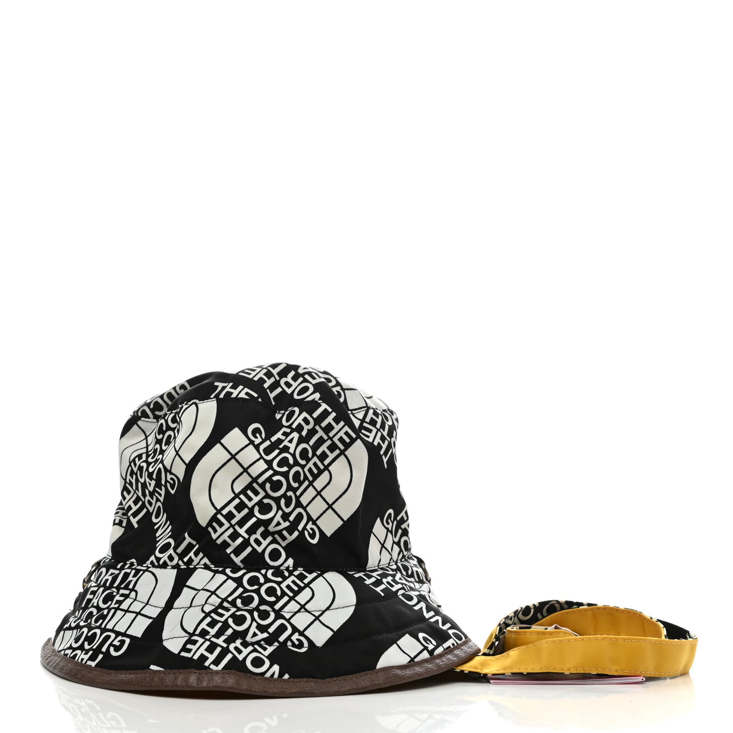 X THE NORTH FACE Nylon Reversible Self-Tie Bucket Hat M Black Yellow