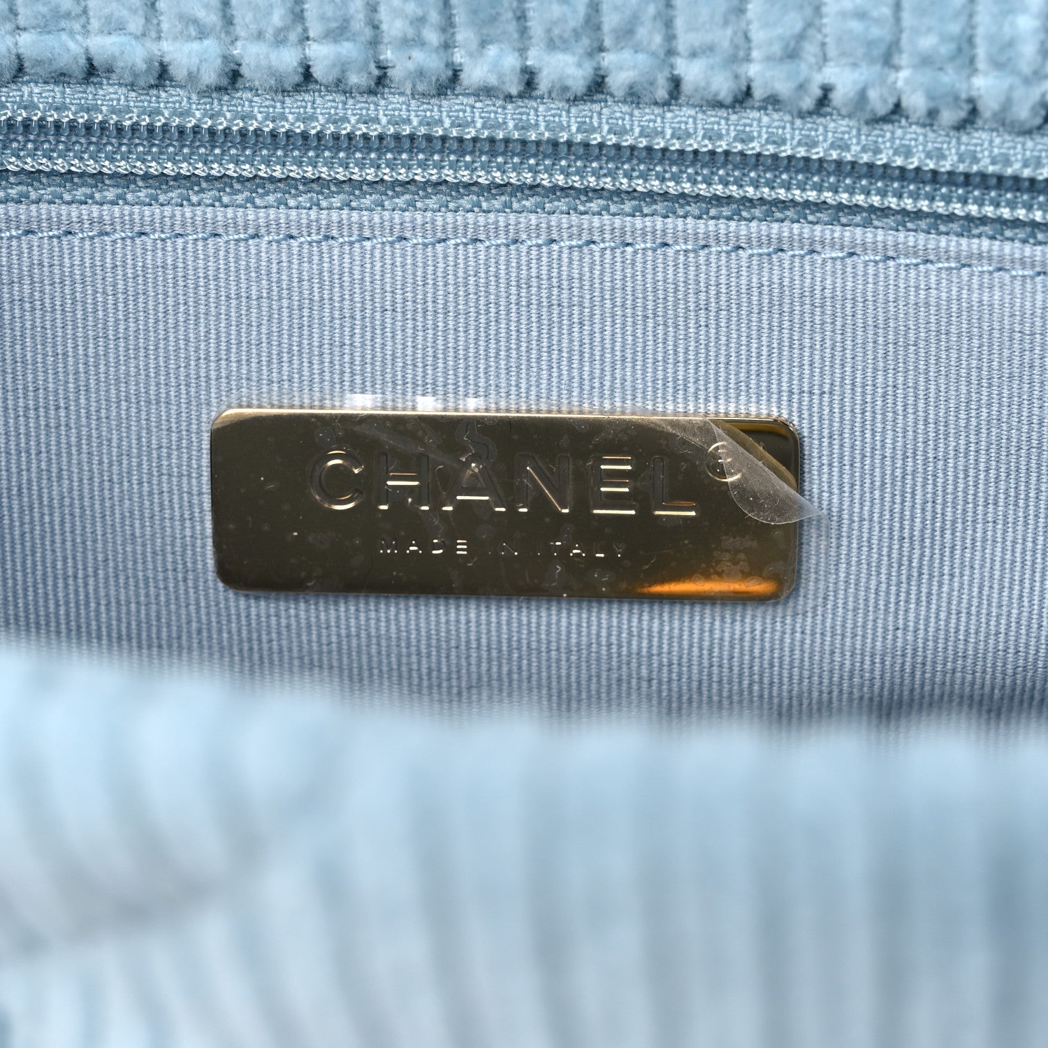 Chanel Corduroy Quilted Medium Chanel 19 Flap Light Blue 6 of 9