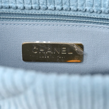 Chanel Corduroy Quilted Medium Chanel 19 Flap Light Blue 6 of 9