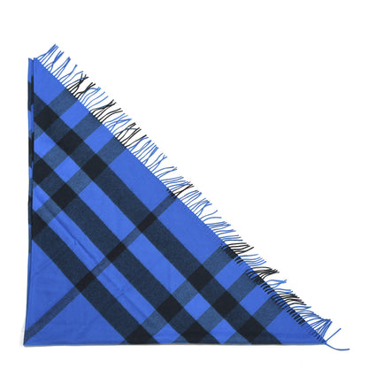 Burberry Cashmere Half Mega Check Bandana Scarf Bright Blue 2 of 3
