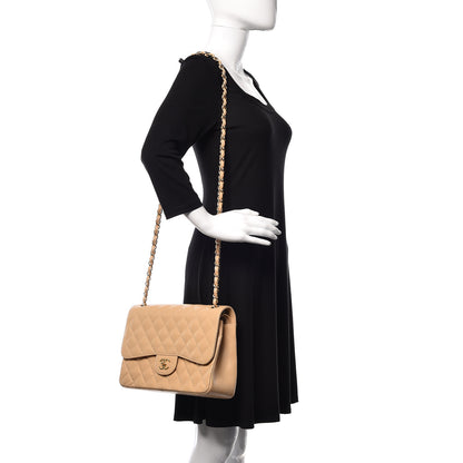 Chanel Caviar Quilted Jumbo Double Flap Beige 3 of 13