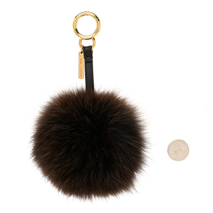 Fendi Fox Fur Vitello Elite Pom Pom Bag Charm Moro 2 of 3