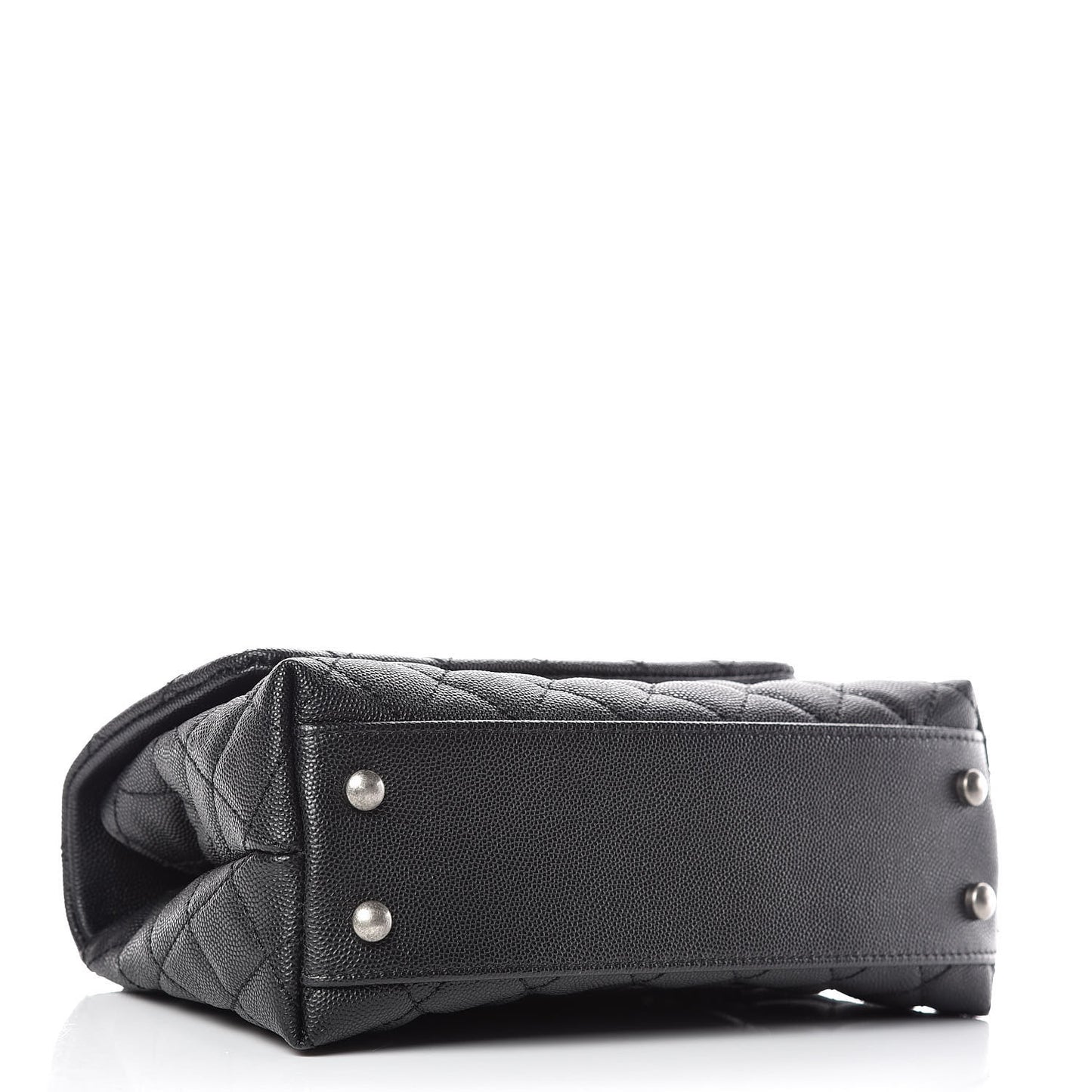 Caviar Lizard Quilted Mini Coco Handle Flap Black