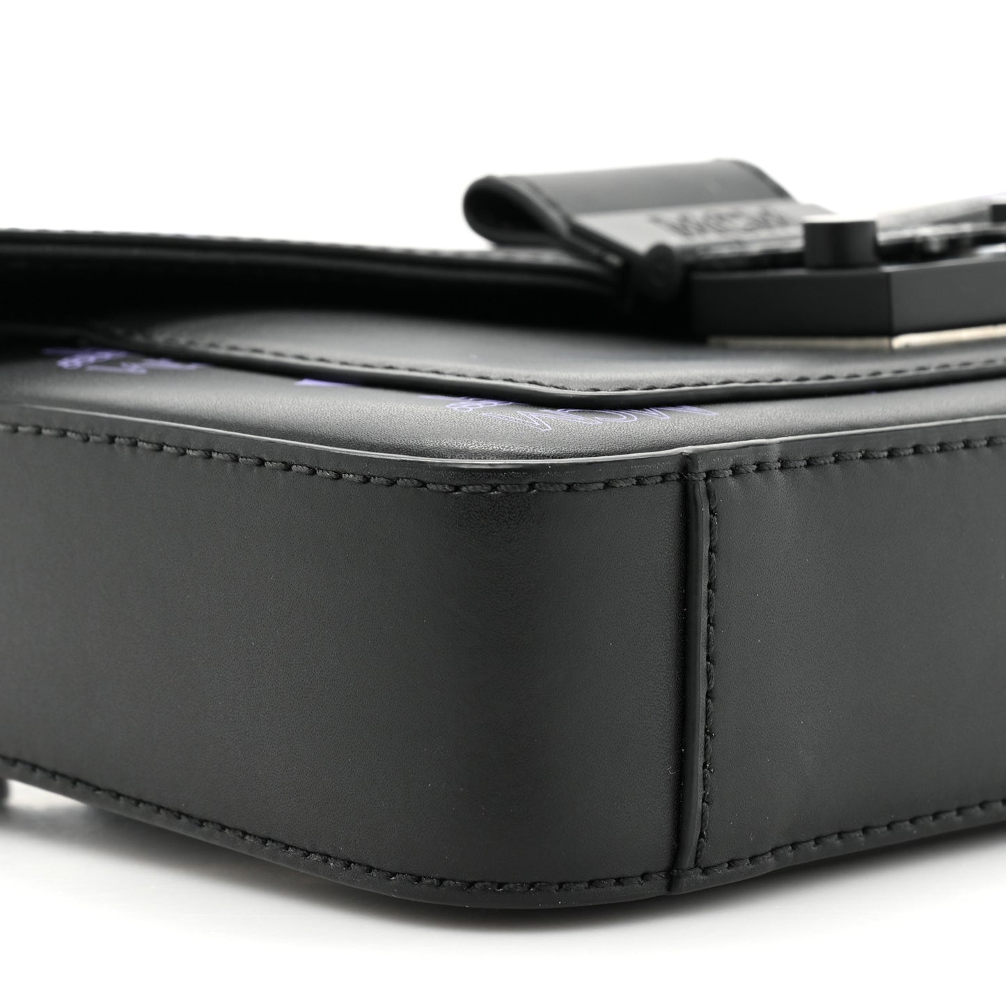 Calfskin Color Splash Logo Crossbody Small Black Purple
