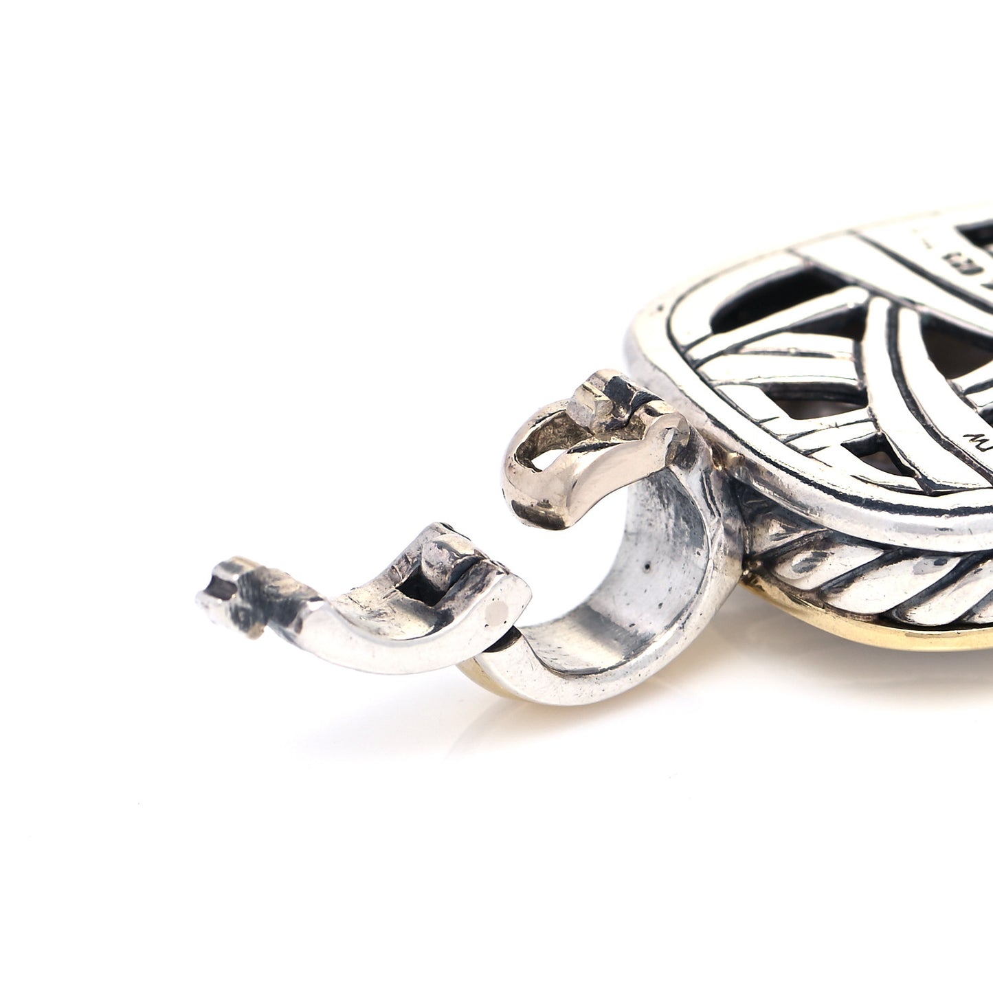 Sterling Silver 18K Yellow Gold 16mm Sculpted Cable Enhancer Pendant
