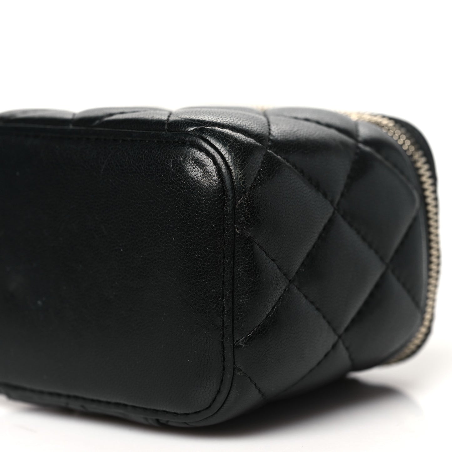 Lambskin Quilted Mini Vanity Case With Chain Black