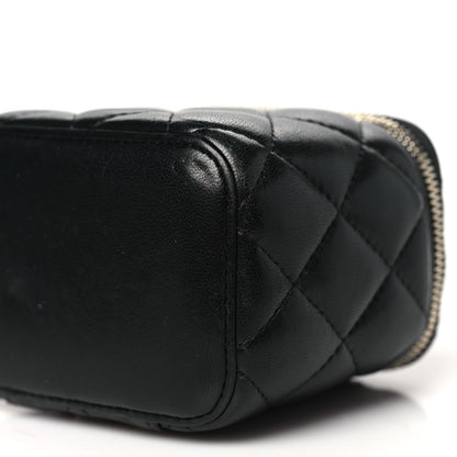 Chanel Lambskin Quilted Mini Vanity Case With Chain Black 10 of 15