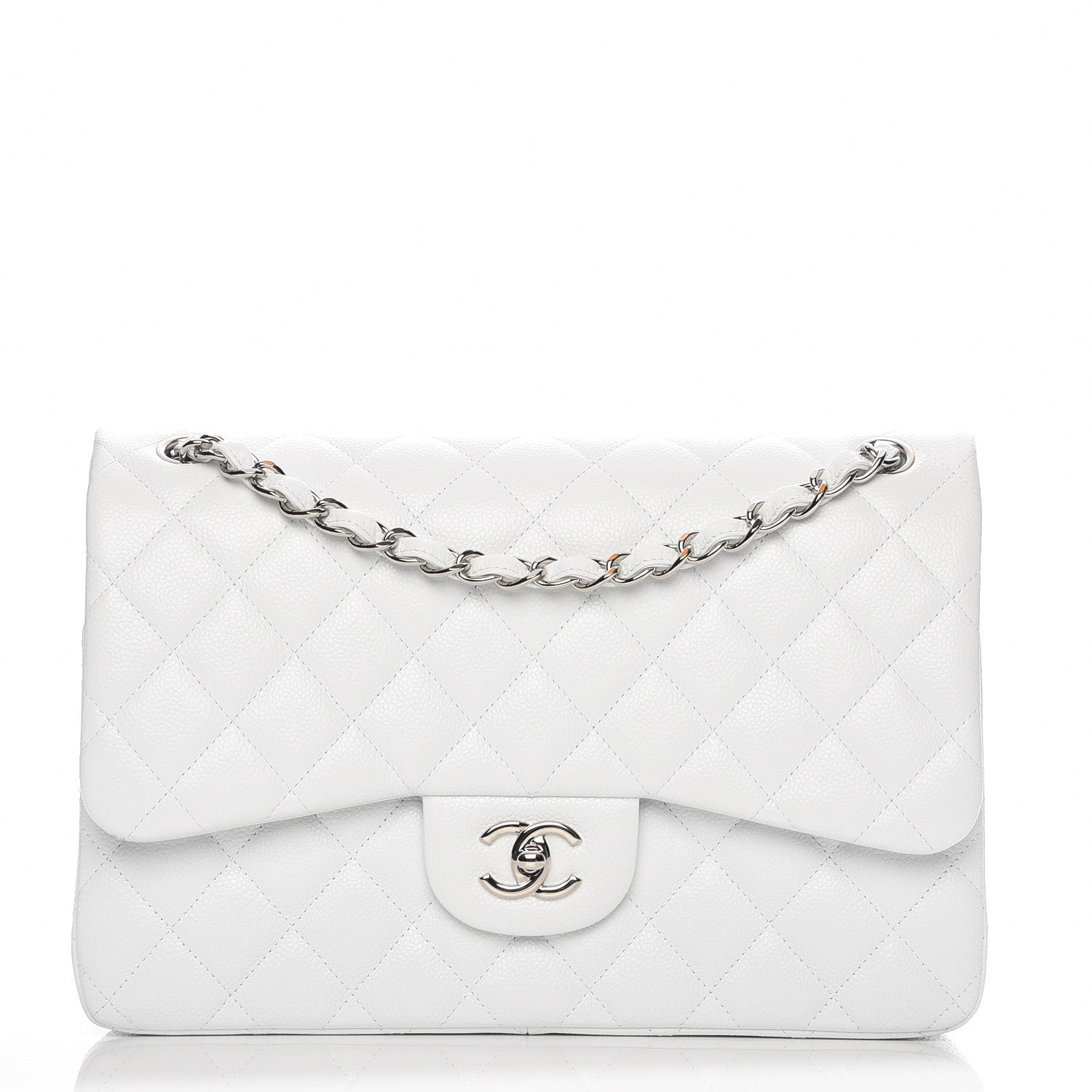 Chanel Caviar Quilted Jumbo Double Flap White 1 of 8