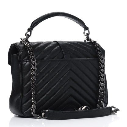 Saint Laurent Sheepskin Matelasse Chevron Monogram Medium College Bag Black 2 of 6