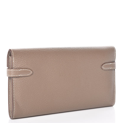 Hermes Chevre Mysore Kelly Longue Wallet Etoupe 3 of 10