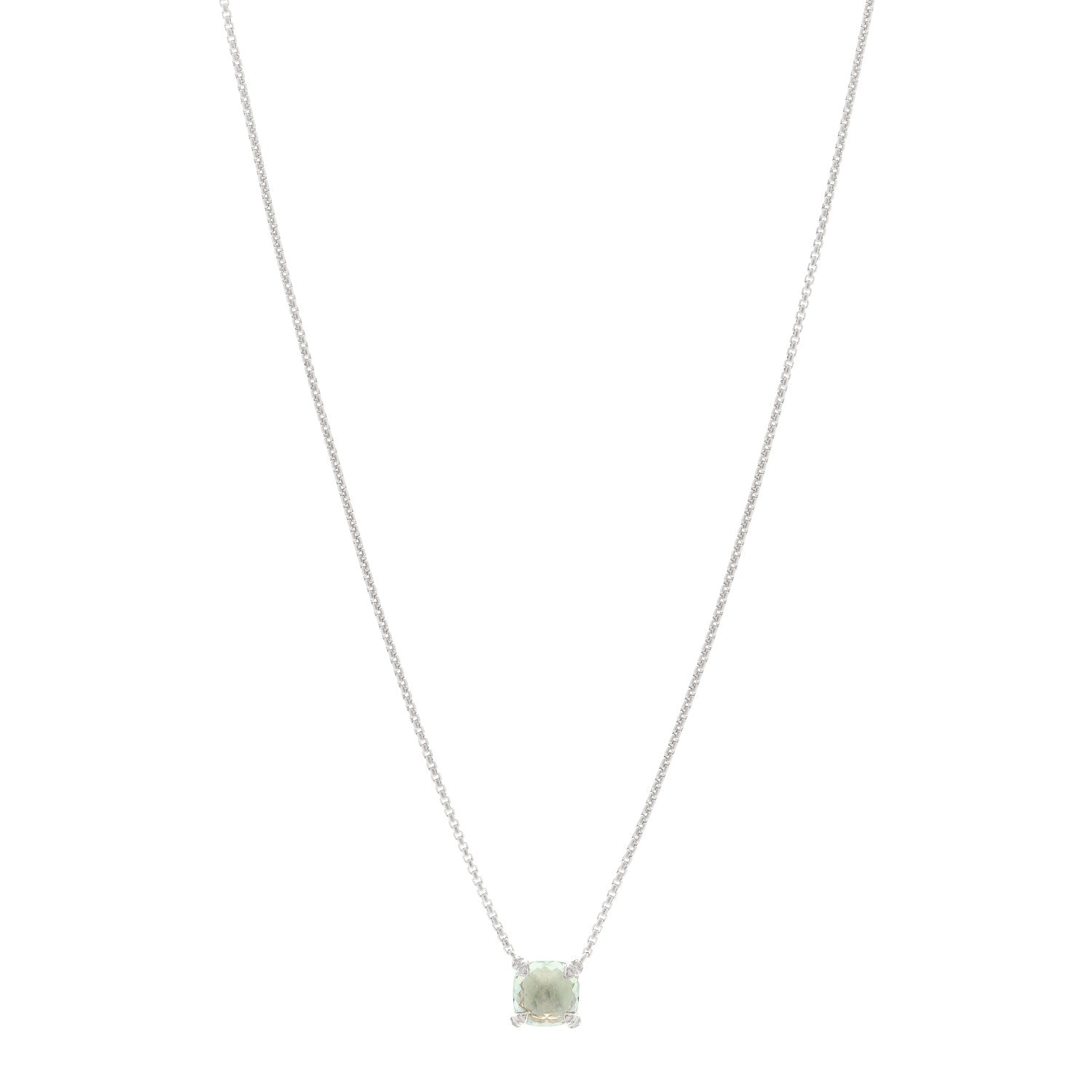 David Yurman Sterling Silver Diamond Prasiolite 9mm Petite Chatelaine Pendant Necklace 1 of 5