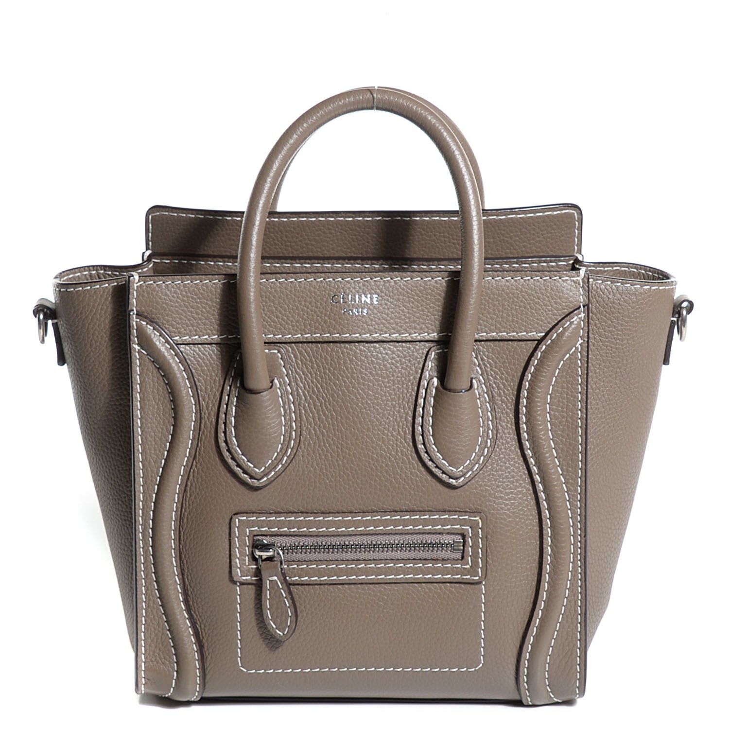 Celine Drummed Calfskin Nano Luggage Souris 1 of 8