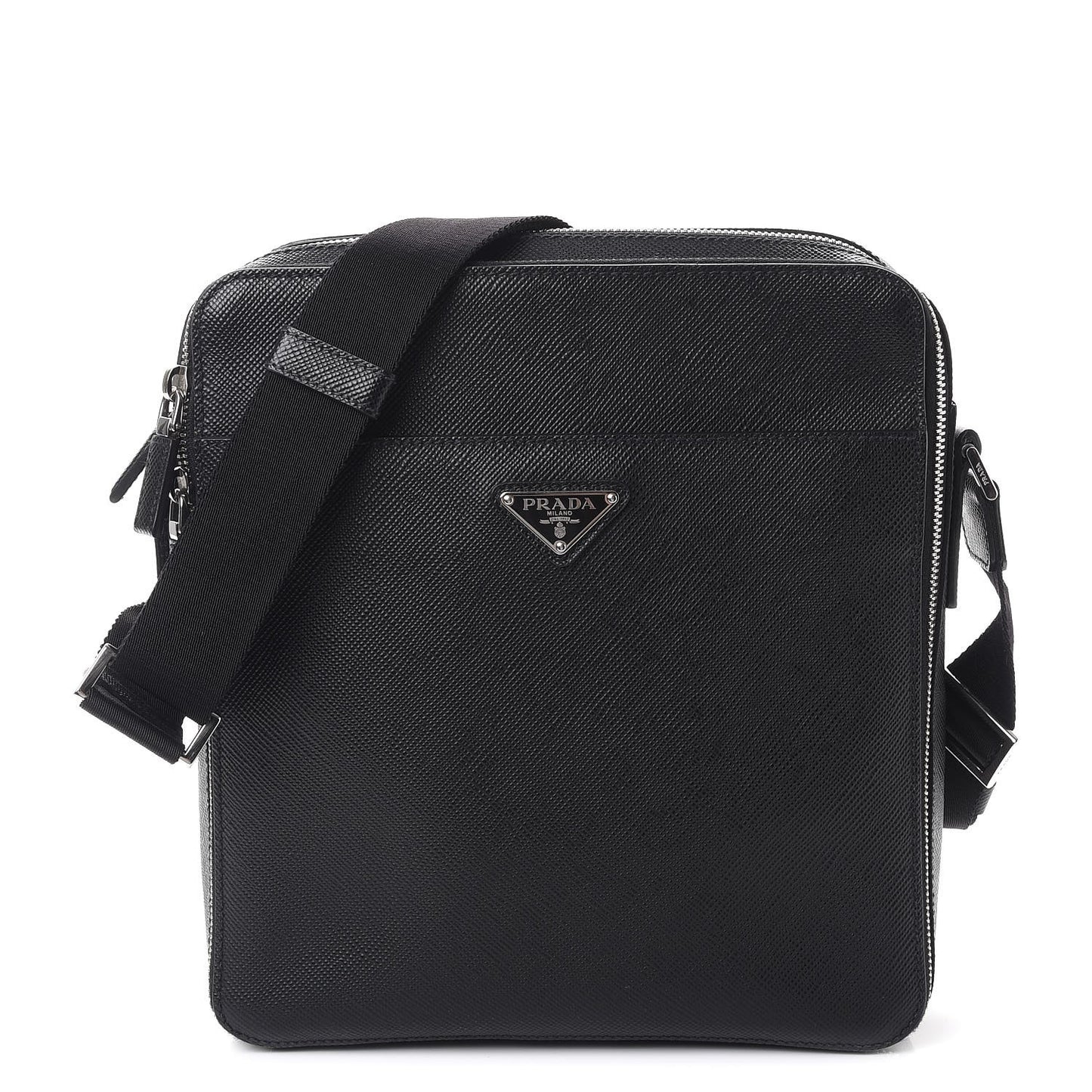 Saffiano Flat Messenger Bag Black