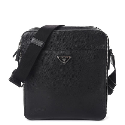 Prada Saffiano Flat Messenger Bag Black 1 of 9
