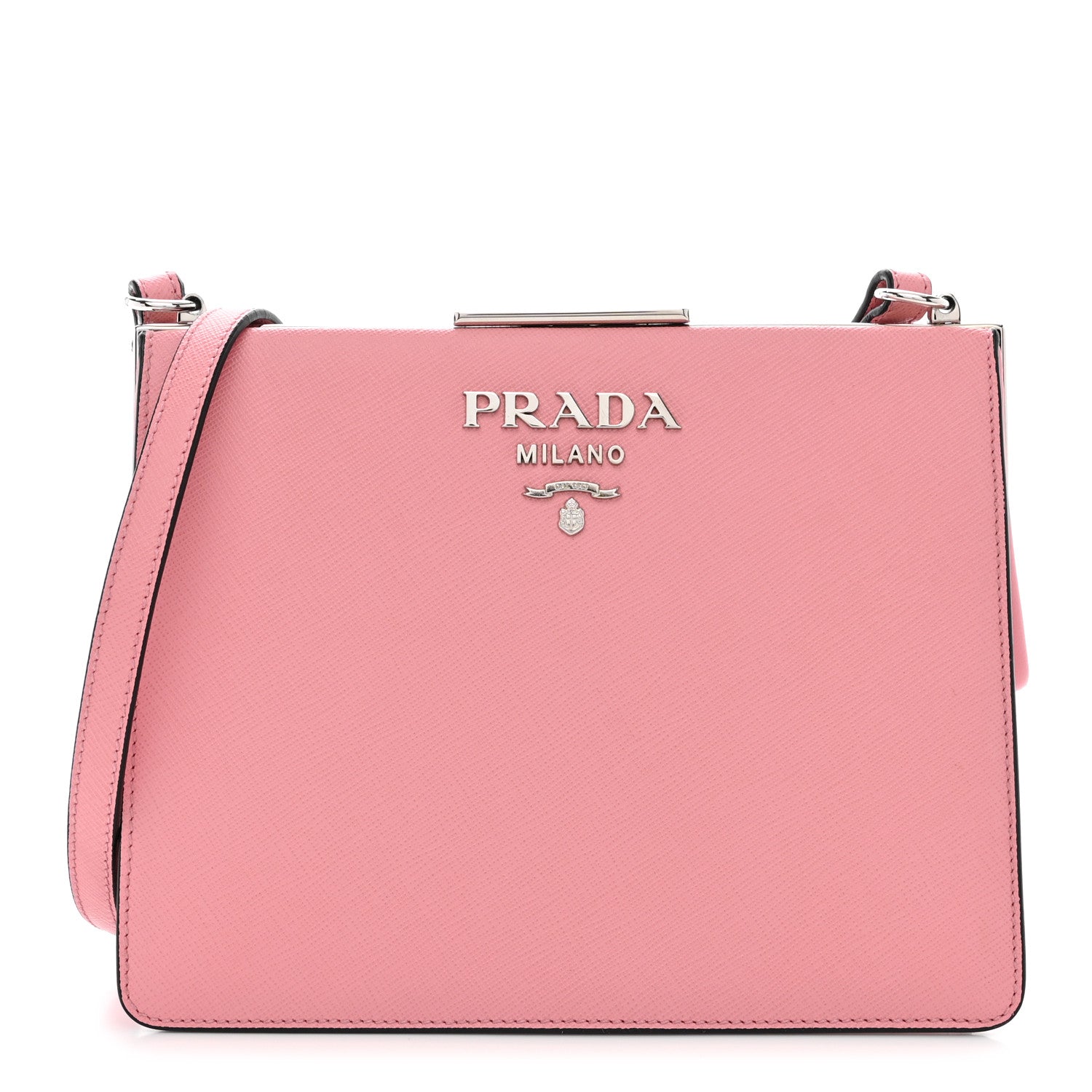 Prada Saffiano City Calf Light Frame Bag Pink 1 of 12