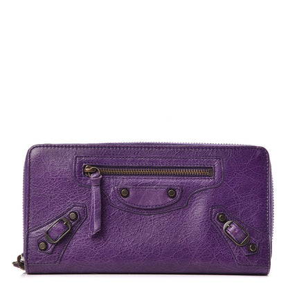 Balenciaga Agneau Classic Hardware Continental Zip Around Wallet Dark Violet 1 of 10