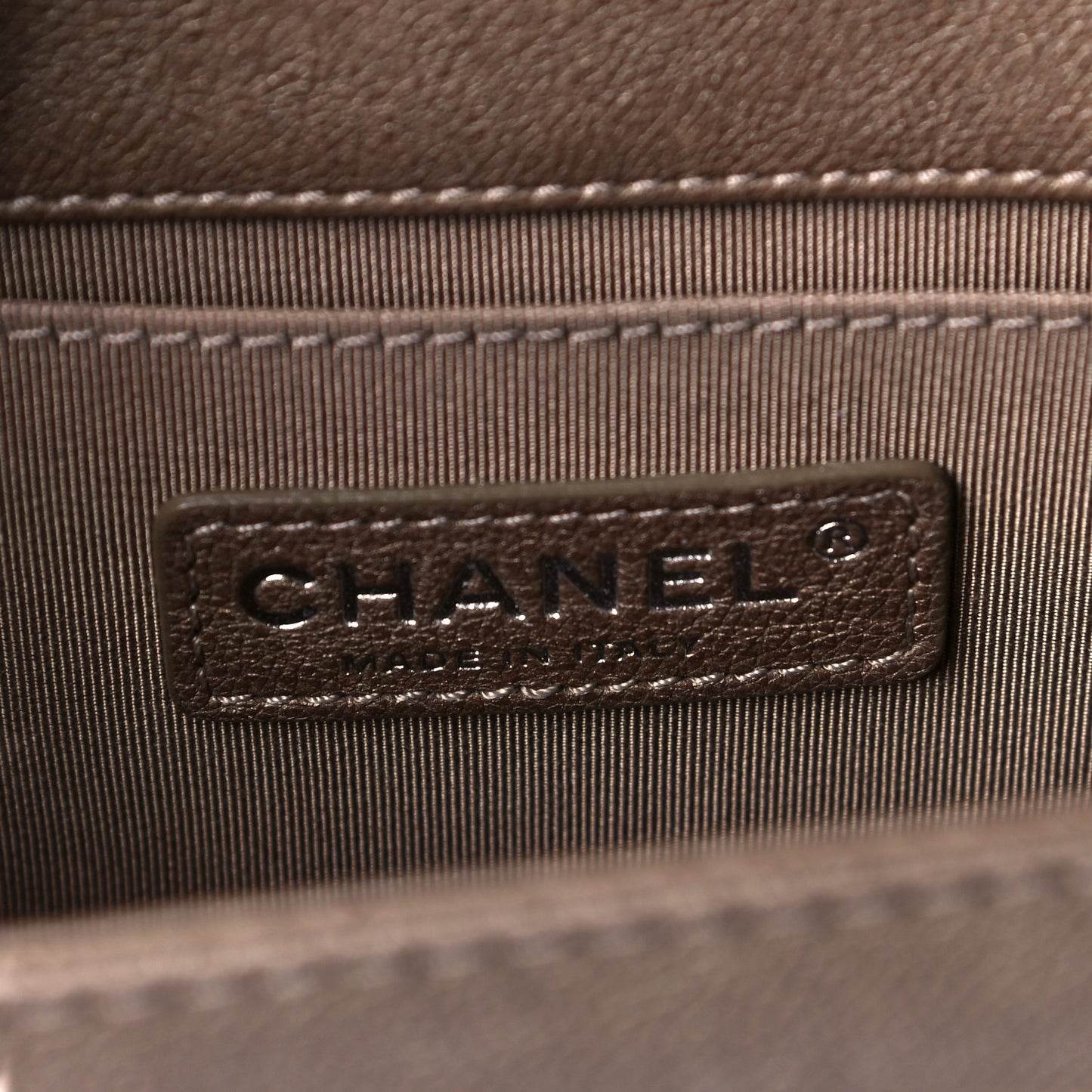 Metallic Calfskin Quilted Small Boy Flap Taupe