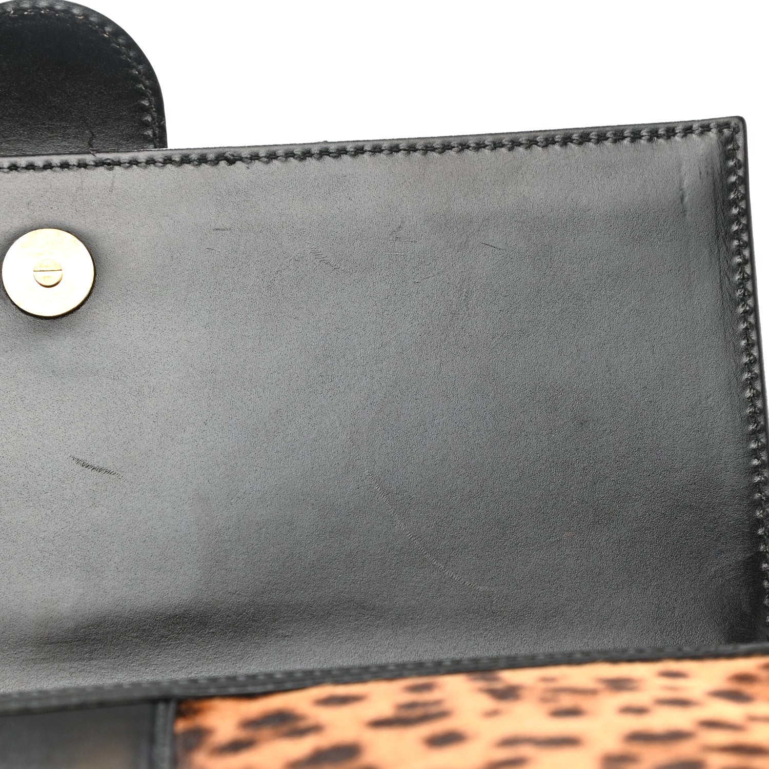 Gucci Calf Hair Jaguar Printed Small Lady Buckle Clutch Black 7 of 8