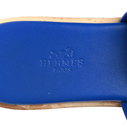 Hermes Suede Goatskin Cork Eze 30 Sandals 38 Bleu Ocean 9 of 10
