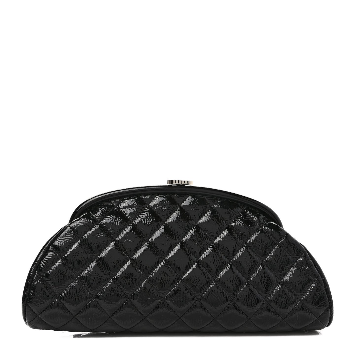Distressed Patent Quilted Timeless Clutch Black