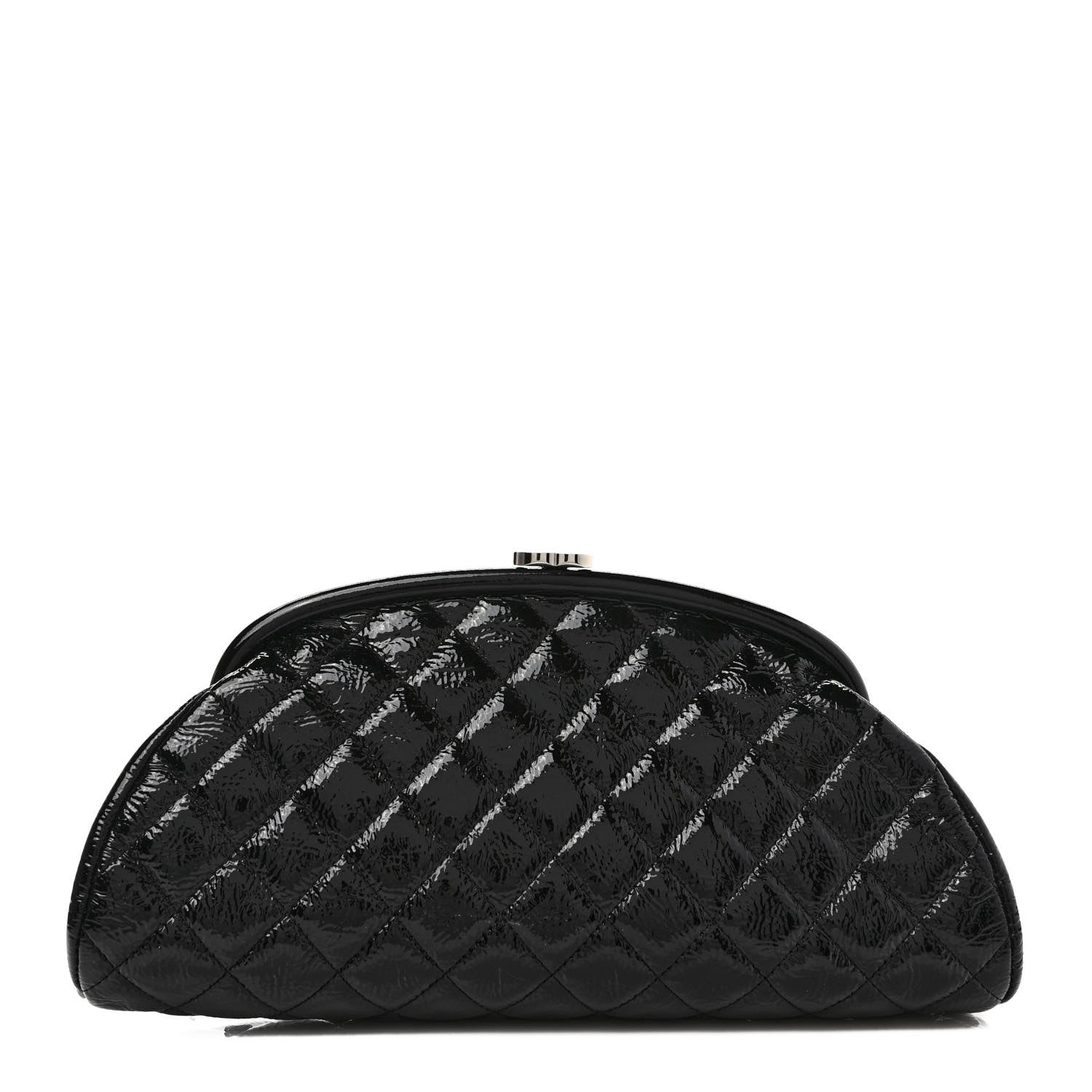 Chanel Distressed Patent Quilted Timeless Clutch Black 1 of 6
