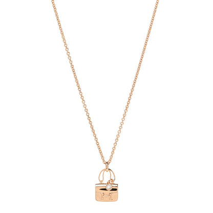 Hermes 18K Rose Gold Diamond Constance Amulettes Charm Pendant Necklace 1 of 6