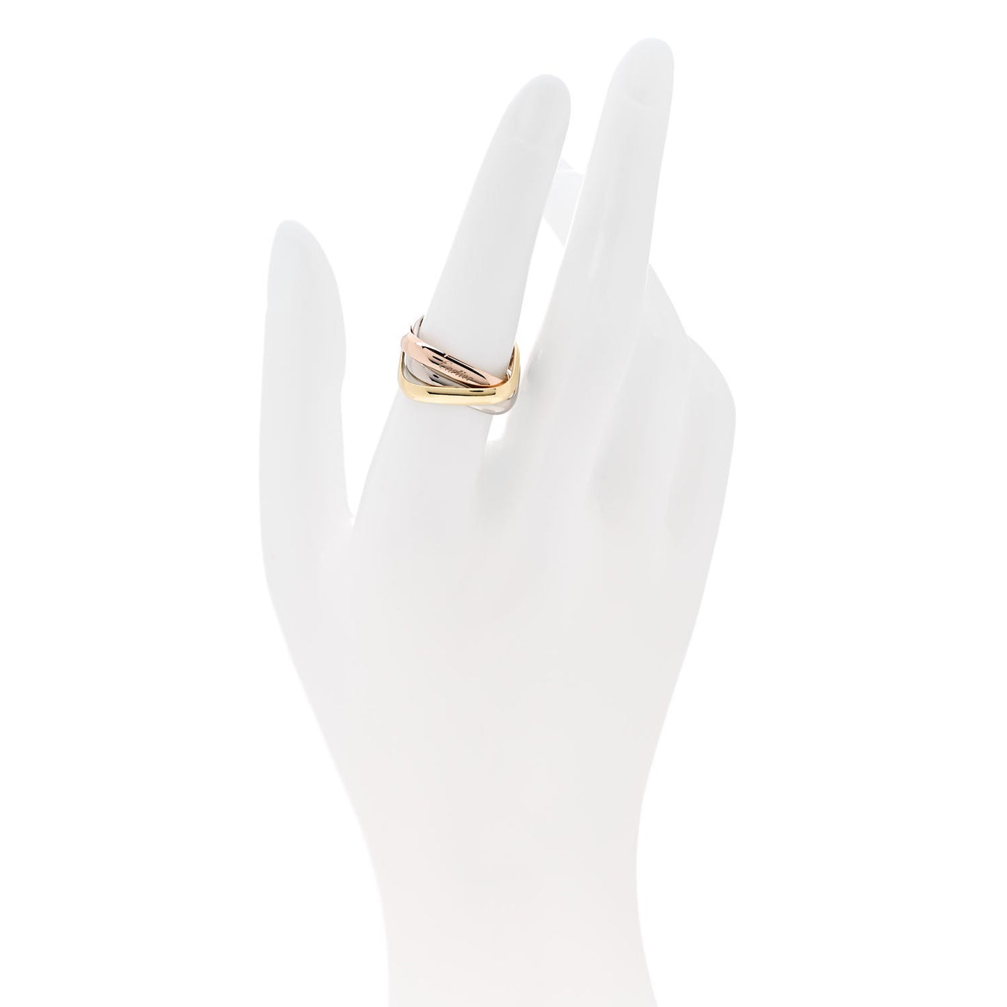 18K Pink Yellow White Gold Medium Trinity Cushion Ring 55 7.25