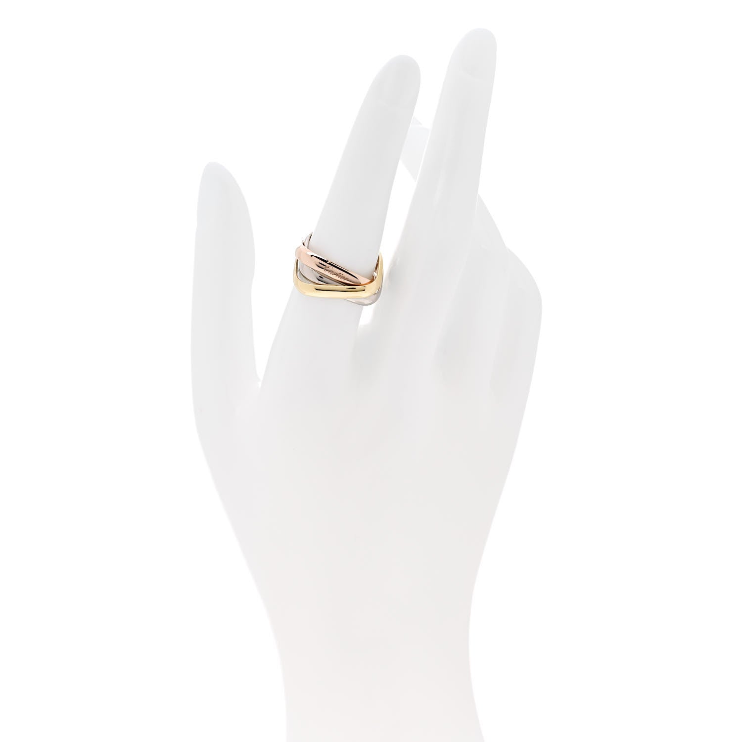 Cartier 18K Pink Yellow White Gold Medium Trinity Cushion Ring 55 7.25 2 of 6