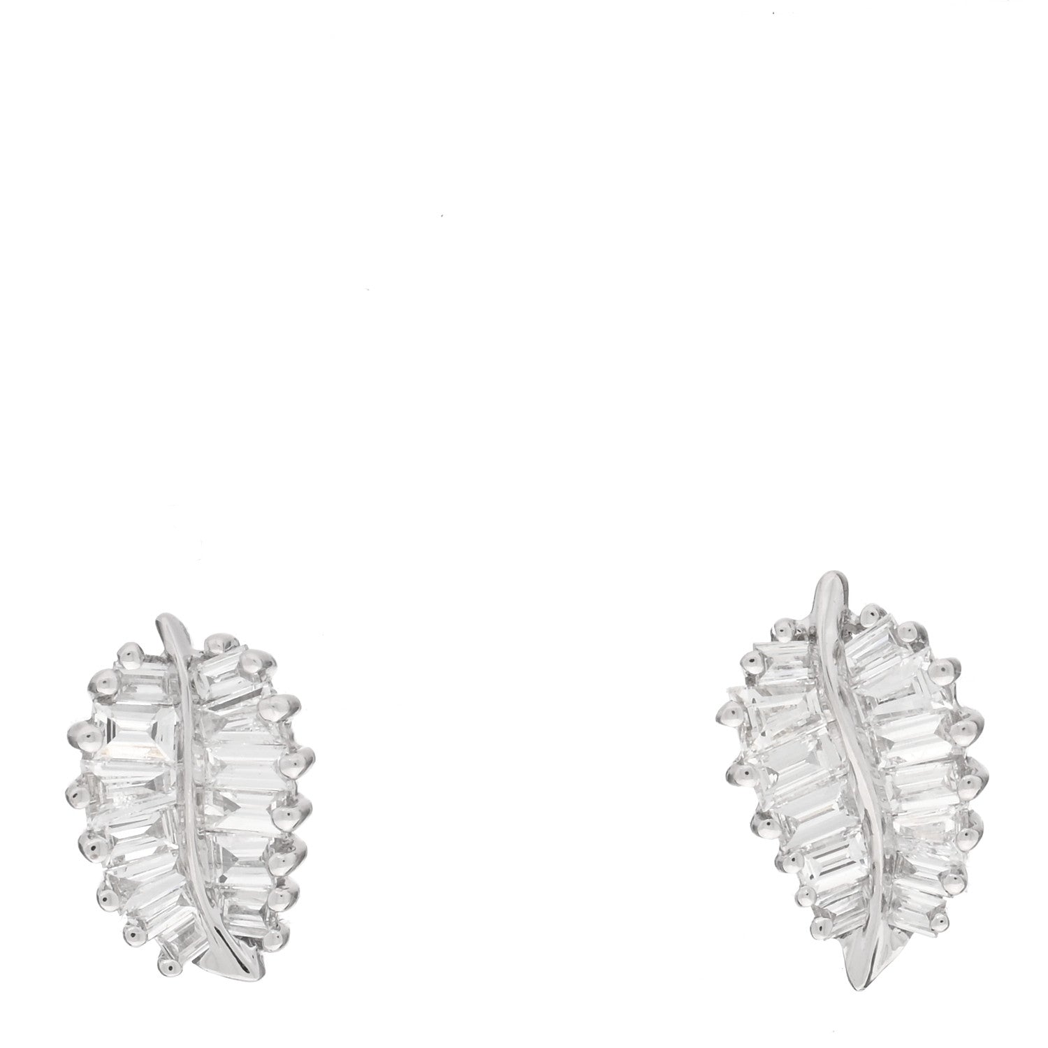 Anita Ko 18K White Gold Diamond Small Palm Leaf Earrings 1 of 4