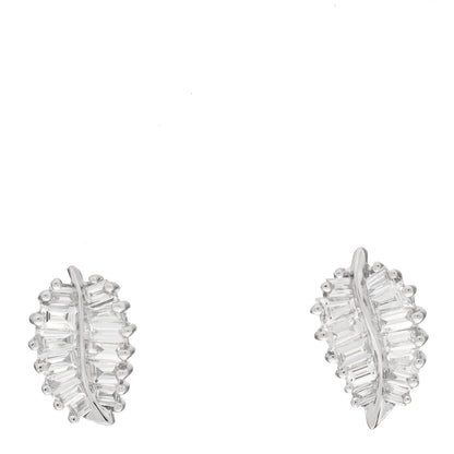 Anita Ko 18K White Gold Diamond Small Palm Leaf Earrings 1 of 4