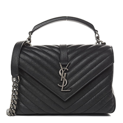 Saint Laurent Sheepskin Matelasse Chevron Monogram Medium College Bag Black 1 of 10