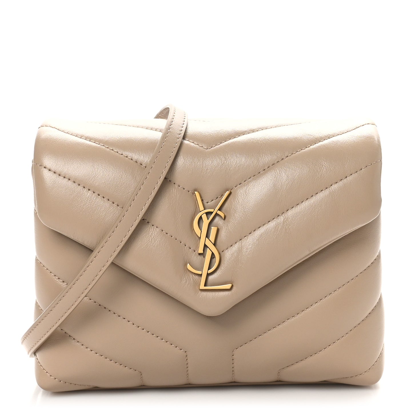 Calfskin Y Quilted Monogram Toy Loulou Crossbody Bag Dark Beige