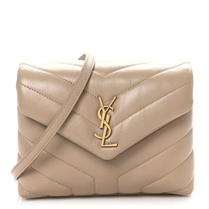 Saint Laurent Calfskin Y Quilted Monogram Toy Loulou Crossbody Bag Dark Beige 1 of 10