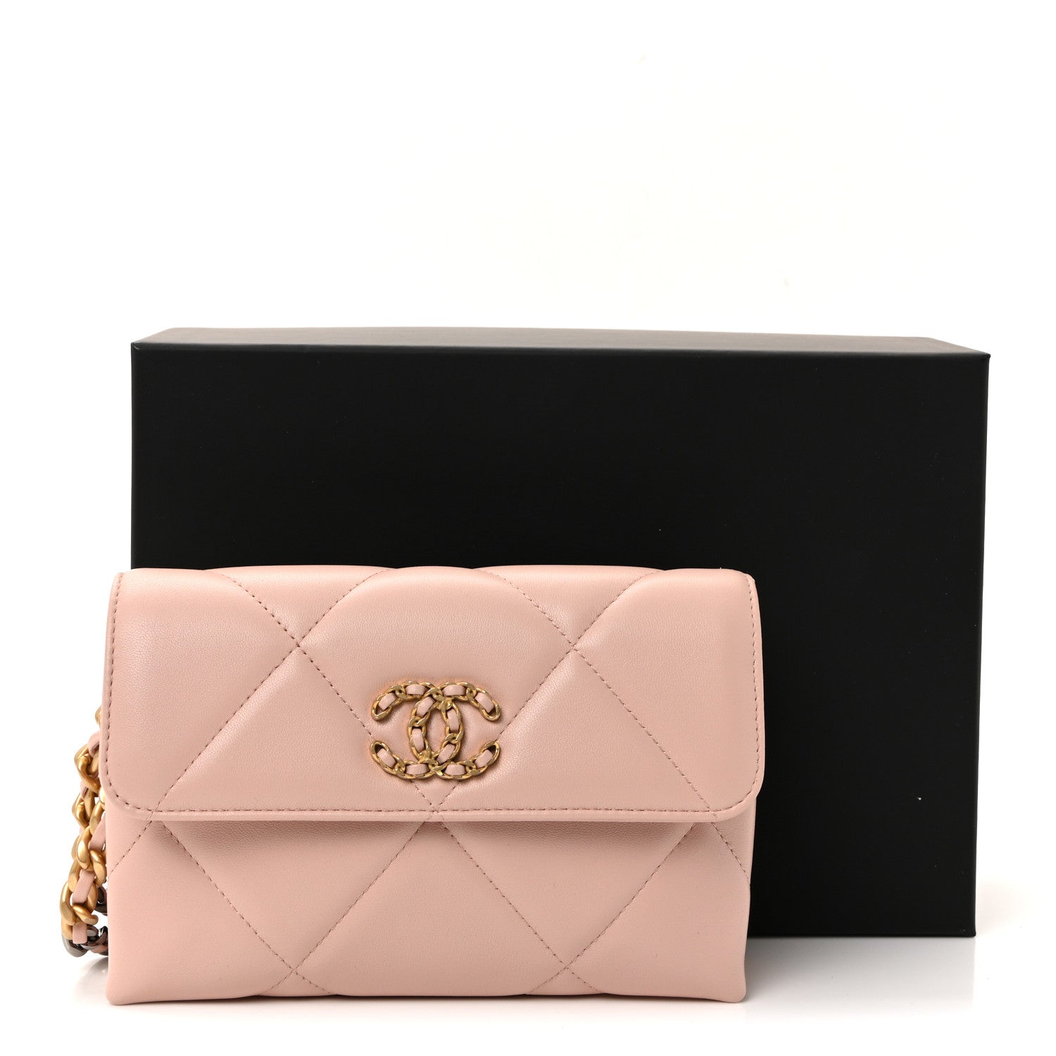 Chanel Lambskin Quilted Chanel 19 Flap Clutch Light Pink 9 of 9