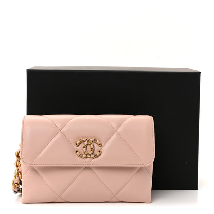 Chanel Lambskin Quilted Chanel 19 Flap Clutch Light Pink 9 of 9