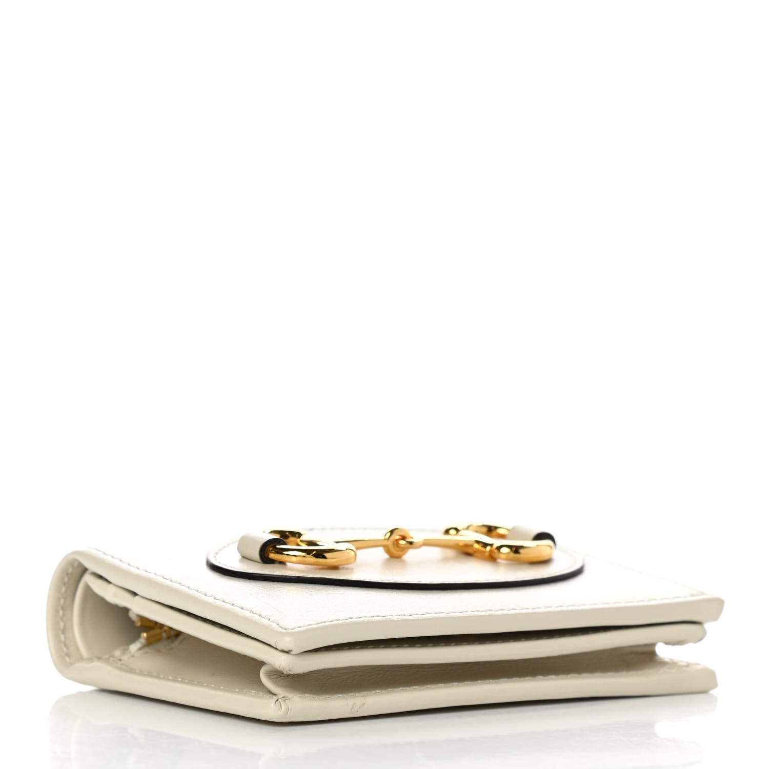 Gucci Boarded Plutone Calfskin Horsebit 1955 Card Case Wallet Mystic White 4 of 9