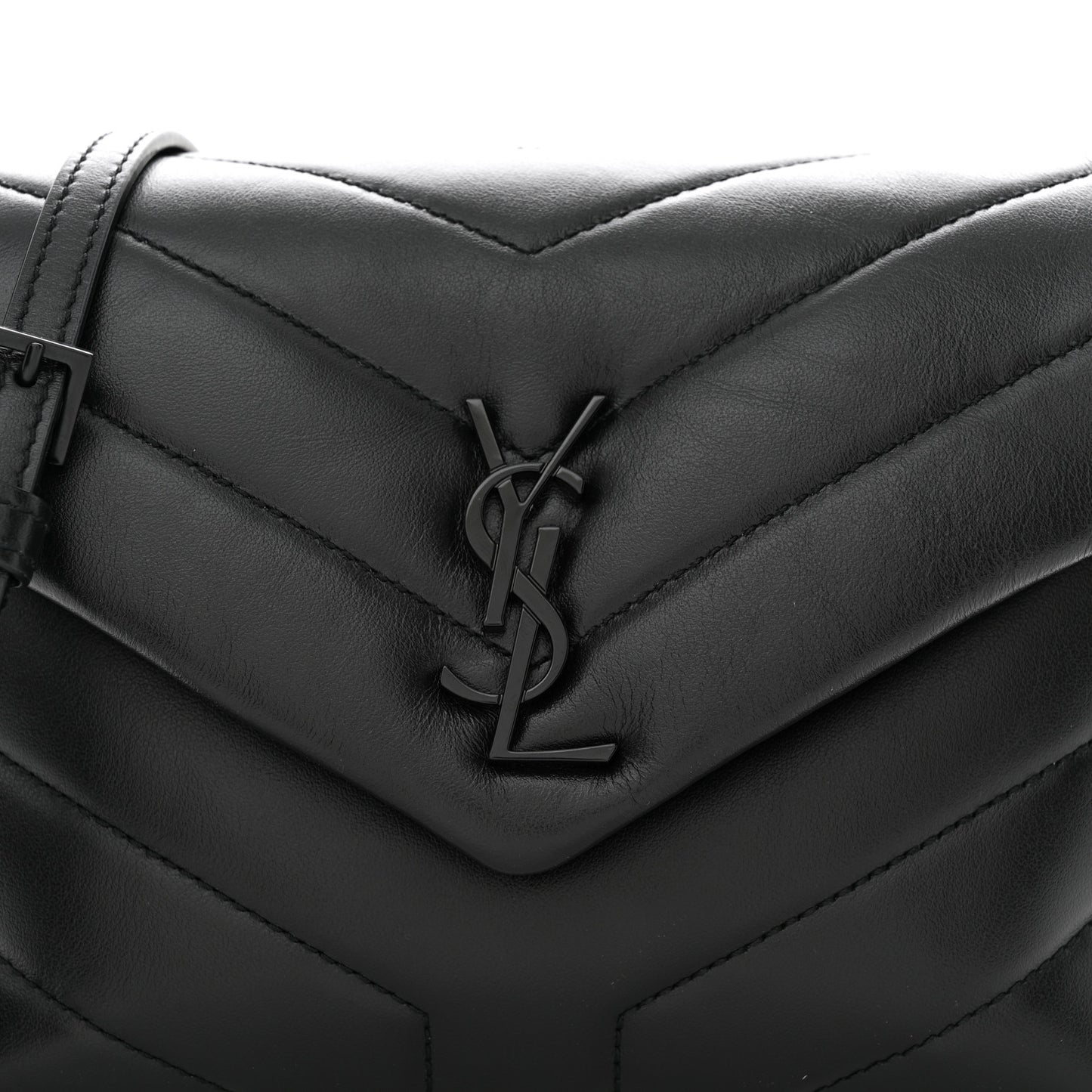 Calfskin Y Quilted Monogram Monochrome Toy Loulou Crossbody Bag Black