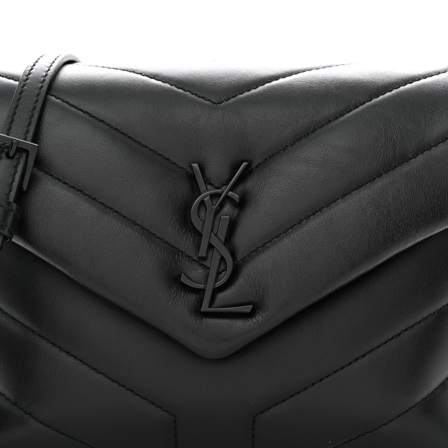 Saint Laurent Calfskin Y Quilted Monogram Monochrome Toy Loulou Crossbody Bag Black 7 of 9