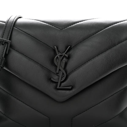 Saint Laurent Calfskin Y Quilted Monogram Monochrome Toy Loulou Crossbody Bag Black 7 of 9