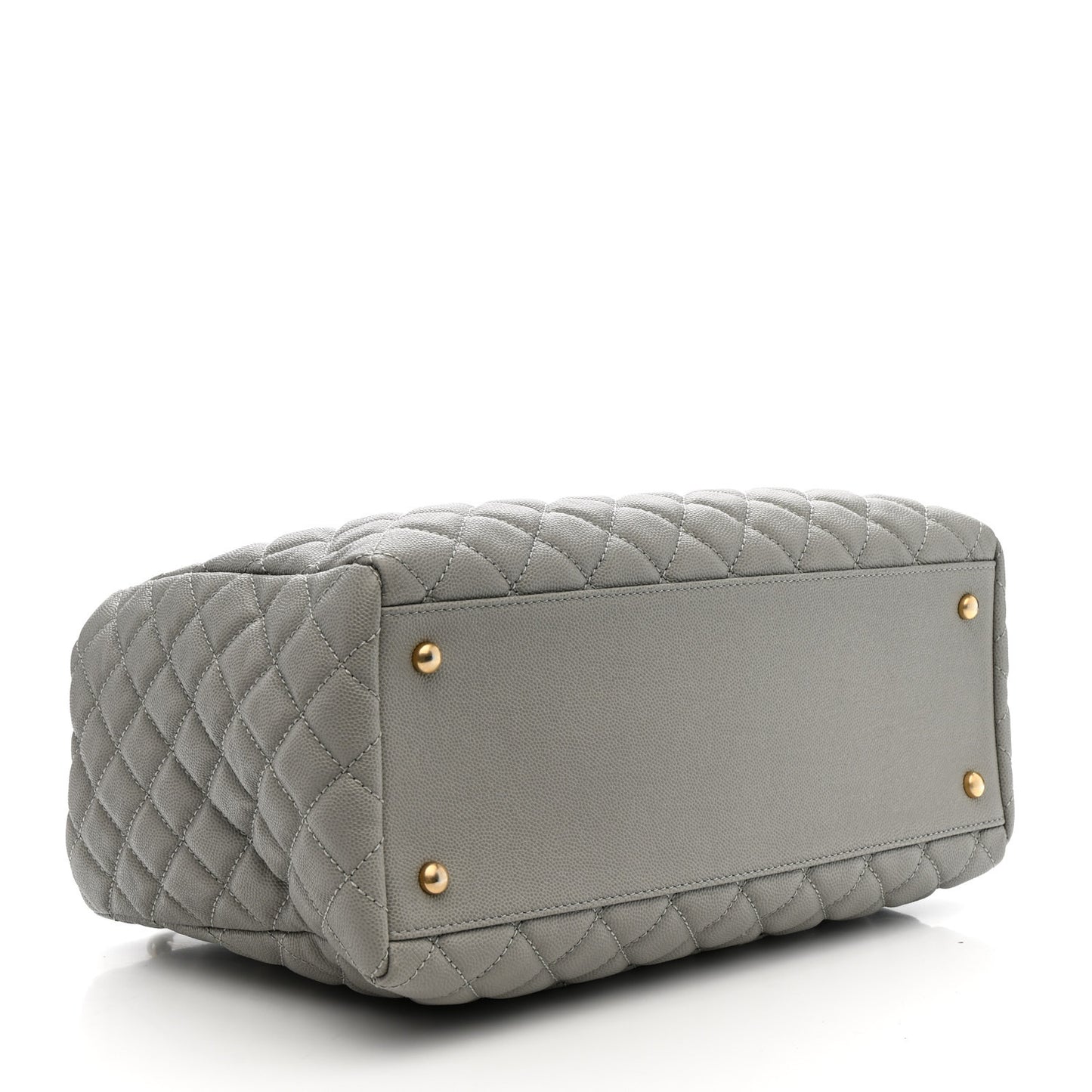 Caviar Quilted Coco Handle Shopping Tote Grey